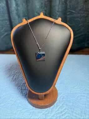 Plunder Silver Square Pendant Necklace